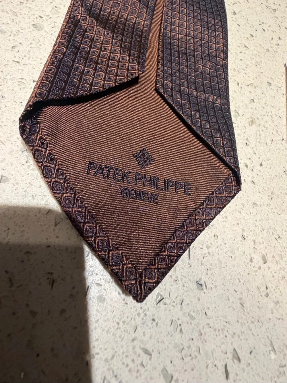 Patek Philippe Men's Geometric Tie in Brown and Navy